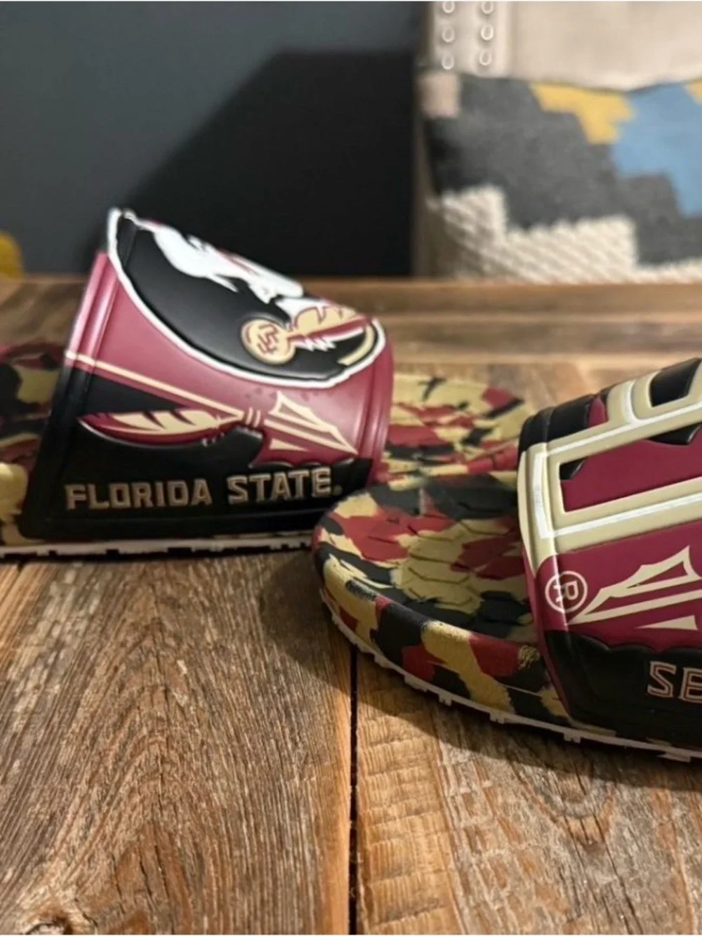 Florida State Slide Sandals in Garnet, Black & Gold